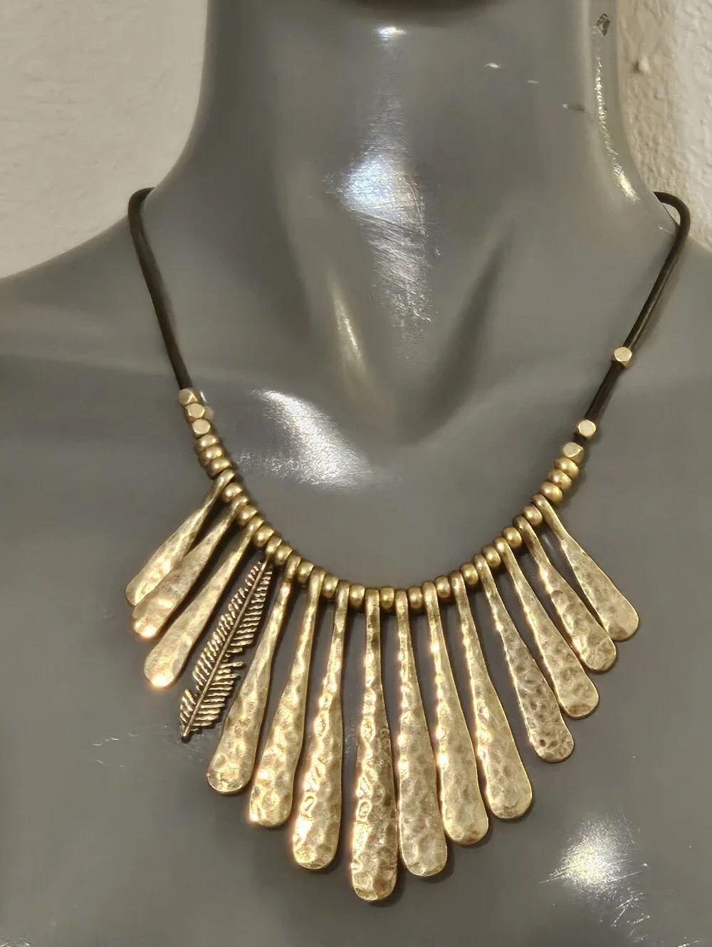 Lucky Brand Goldtone, hammered brass statement necklace 35